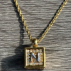 Nina Ricci Cube Necklace 22k Gold Plated With Swarovski Crystals NWOT